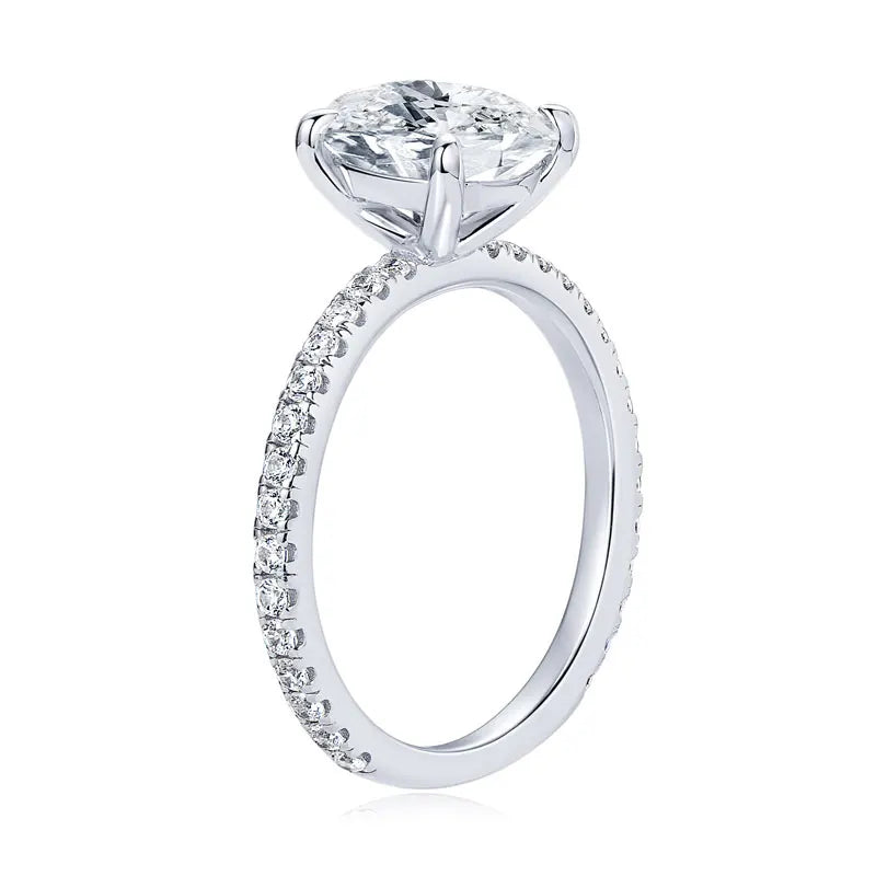 925 Silver 3-Carat 8x10mm 3CT Oval Cut D Color VVS1 Moissanite Ring Ladies Classic Promise Wedding Engagement Rings for Women
