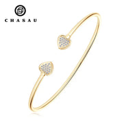 Women's 100% 925 Sterling Silver Bracelets Charms Jewelry Real Certified Engagement Gift Full Moissanite Heart Cuff Bangle