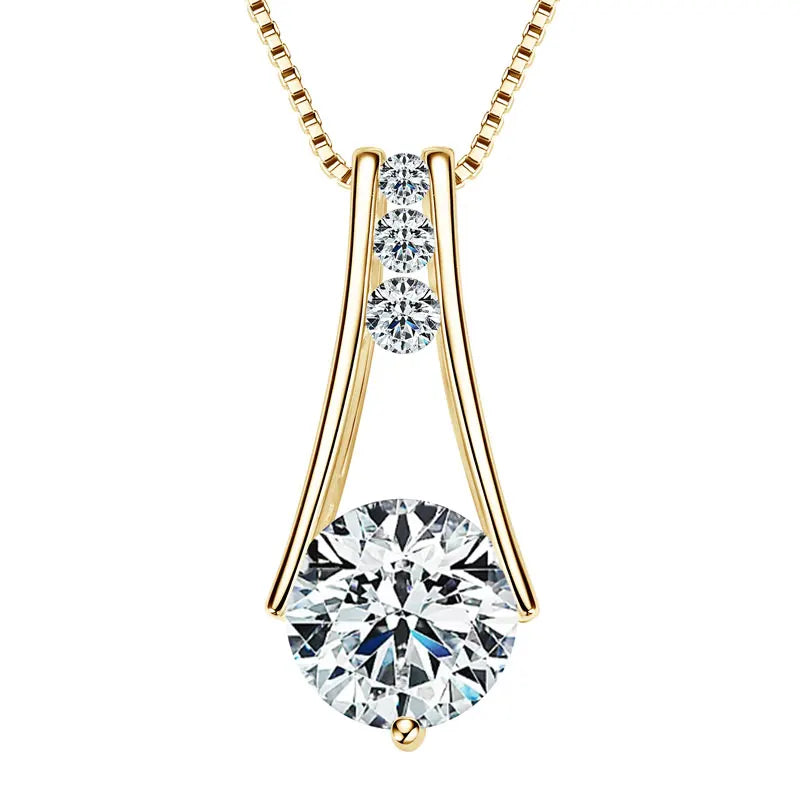 925 Sterling Silver Original Certified 8mm 2.0ct D Color VVS1 Moissanite Trapeze Pendant Station Necklaces