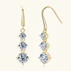 Female Full Moissanite Diamond 925 Silver Round Cut 6.5mm&5mm&4mm Moissanite Dangle Hook Earrings for Women