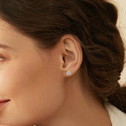 Best Selling Trendy VVS 6.5mm 1.0ct Moissanite 925 Sterling Silver Fashion Hoop Three Claw Earrings for Women