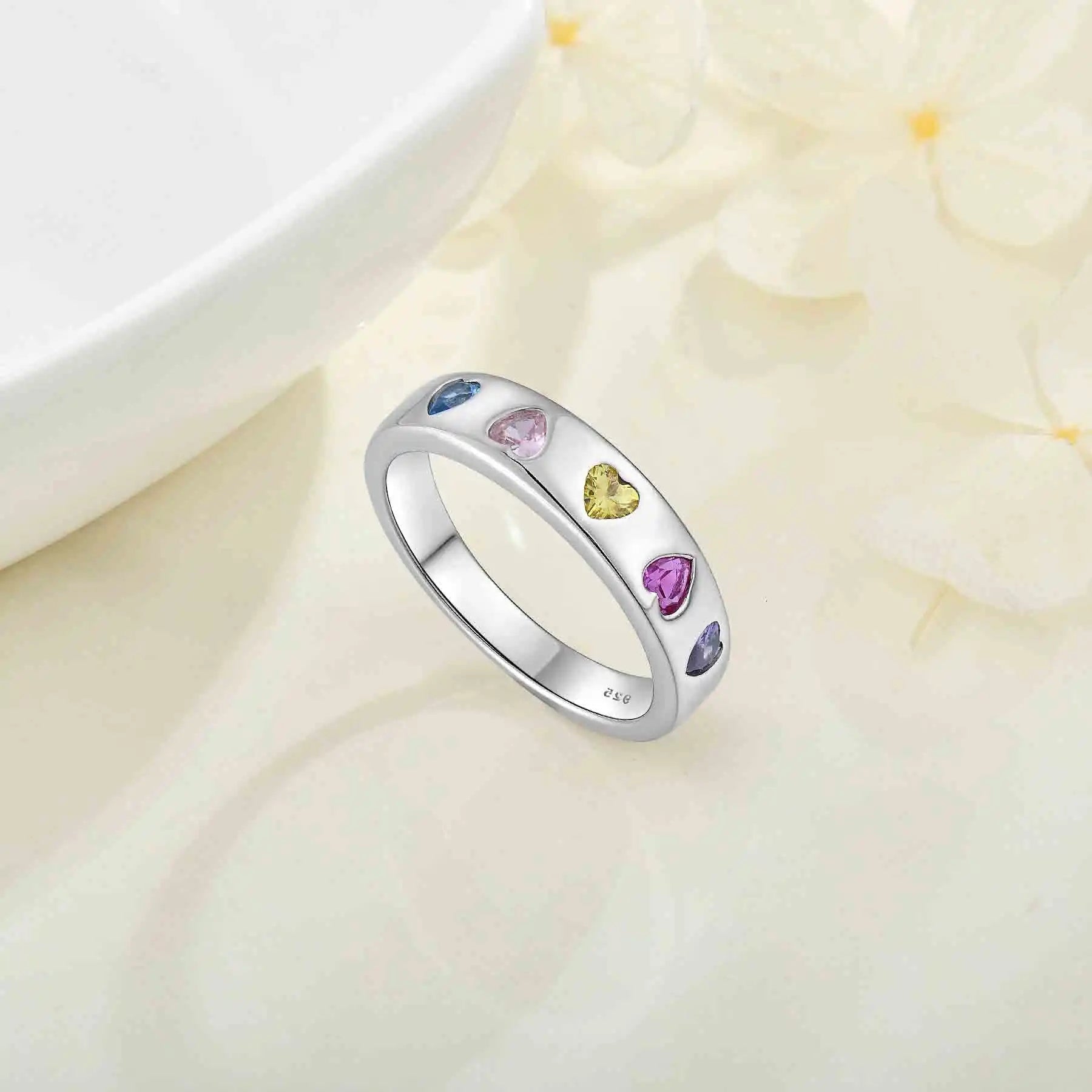 925 Sterling Silver Zircon Heart Ring