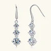 Female Full Moissanite Diamond 925 Silver Round Cut 6.5mm&5mm&4mm Moissanite Dangle Hook Earrings for Women