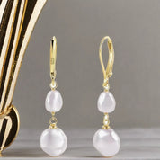 925 Sterling Silver Natural Round Pearl Drop Earrings