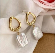 Gold Plated Baroque Freshwater Pearl Drop Earrings