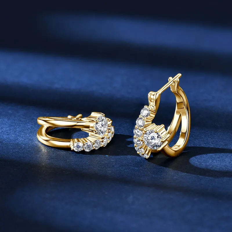 Good Quality Wedding 925 Sterling Silver 4mm 2mm VVS1 Moissanite Jewelry for Women Round Hoop Earrings Gold Plated with GRA