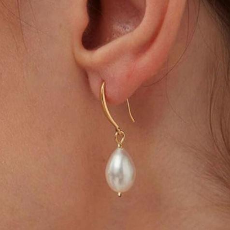 925 Sterling Silver White Natural Rice Pearl Hoop Earrings