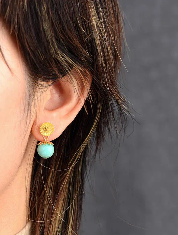 Amazonite Daisy Drop Earrings