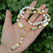 Natural Biwa Pearl Y-Drop Necklace
