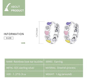 925 Sterling Silver Rainbow Heart Hoop Earring