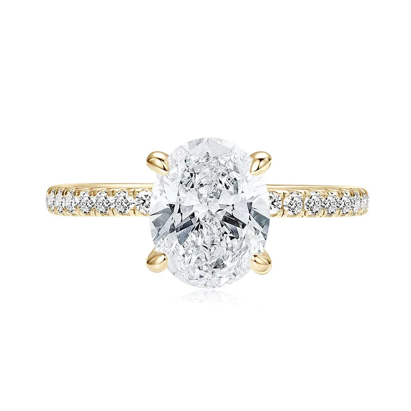 925 Silver 3-Carat 8x10mm 3CT Oval Cut D Color VVS1 Moissanite Ring Ladies Classic Promise Wedding Engagement Rings for Women