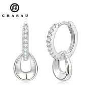 New Arrival Original Design Vvs Grade 1.3mm 0.01ct Moissanite 925 Sterling Silver Dangle Hoop Earrings for Women