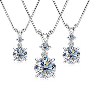 Fashion Round Cut 6.5mm 1.0ct Moissanite S925 Sterling Silver Heart Shape Four Claw Two-stone Pendant Necklace Women's Jewelry