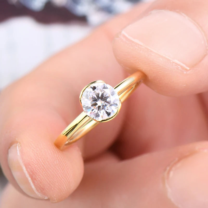 GRA Certificate 925 Silver Engagement Jewelry Real 1CT Moissanite 6.5mm D VVS1 Diamond Wedding Rings for Women