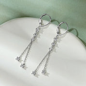 Women's Chain Earrings 925 Sterling Silver 1.00CTTW Round Moissanite Drop Earrings for Women