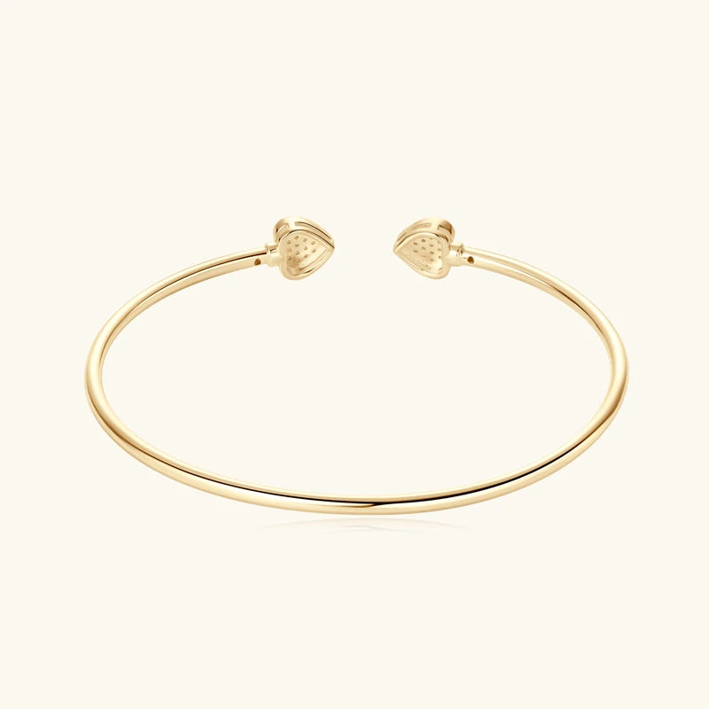 Women's 100% 925 Sterling Silver Bracelets Charms Jewelry Real Certified Engagement Gift Full Moissanite Heart Cuff Bangle