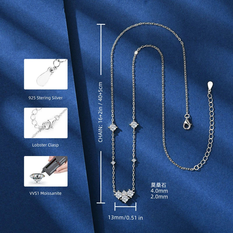 Wholesale Classic Fashion Designer Choker Necklace Moissanite Jewelry High-End 925 Sterling Silver Women's Jewelry