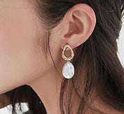 Freshwater Baroque Natural White Pearl Drop Earrings