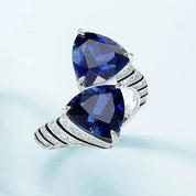 925 Silver Ring with Cultured Ruby, Sapphire, and Synthetic Emerald