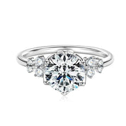 Trendy Luxury Fashion Women Fine Jewelry 2ct 2.0ct 2 Carat 8mm Six Claw Moissanite S925 Sterling Silver Wedding Engagement Ring
