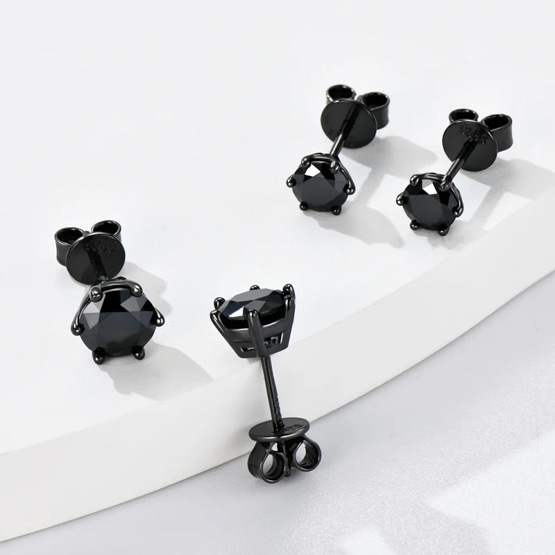 Wholesale Black 925 Sterling Silver Moissanite Earrings Classic Six Claw Stud Design Ladies and Men's Jewelry Christmas Gift