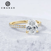 925 Silver 3-Carat 8x10mm 3CT Oval Cut D Color VVS1 Moissanite Ring Ladies Classic Promise Wedding Engagement Rings for Women