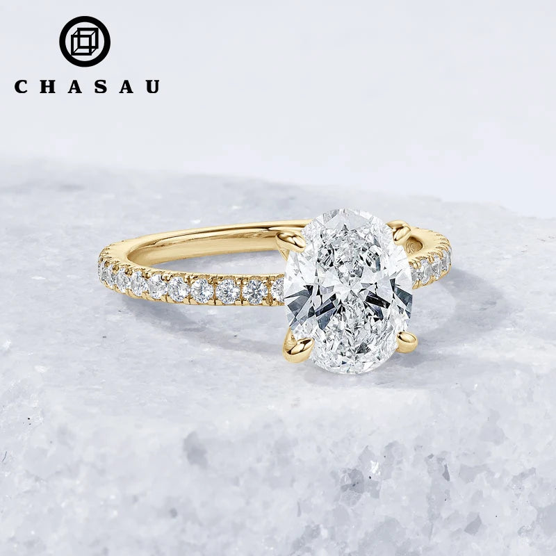 925 Silver 3-Carat 8x10mm 3CT Oval Cut D Color VVS1 Moissanite Ring Ladies Classic Promise Wedding Engagement Rings for Women