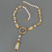 Natural Biwa Pearl Y-Drop Necklace