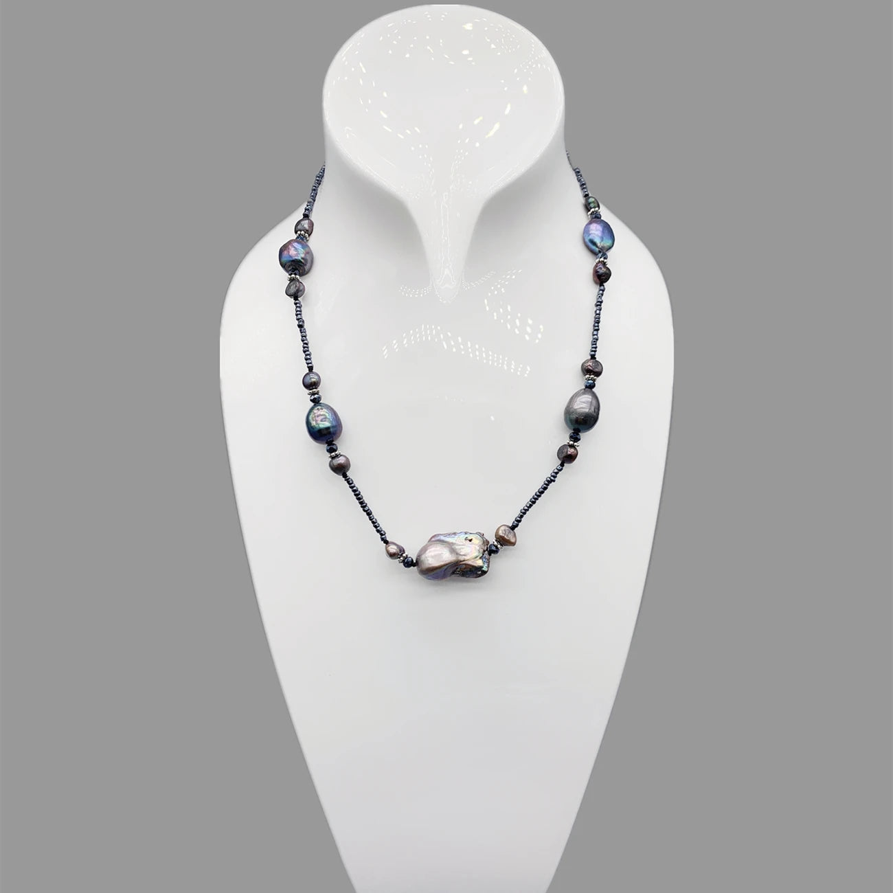 Natural Black Baroque Pearl Choker Necklace