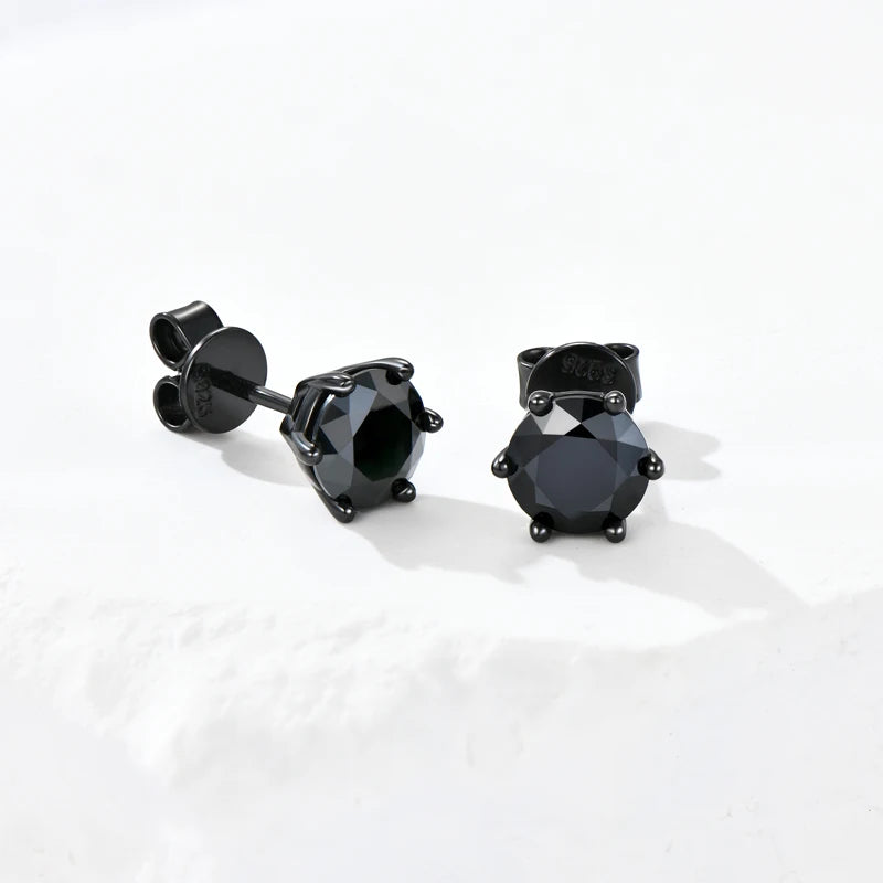 Wholesale Black 925 Sterling Silver Moissanite Earrings Classic Six Claw Stud Design Ladies and Men's Jewelry Christmas Gift