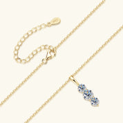 Light Luxury Fashion 925 Silver 5mm&4mm Round D Color VVS1 Moissanite Three-Stone Vertical Pendant Necklace for Women