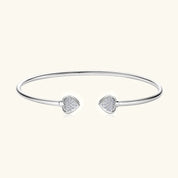 Women's 100% 925 Sterling Silver Bracelets Charms Jewelry Real Certified Engagement Gift Full Moissanite Heart Cuff Bangle