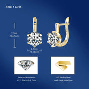 Fine Jewelry Stud Earrings 8mm 2.0ct Moissanite 925 Sterling Silver Six Claw Solitaire U Huggies VVS1 Moissanite Hoop Earrings