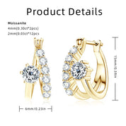 Good Quality Wedding 925 Sterling Silver 4mm 2mm VVS1 Moissanite Jewelry for Women Round Hoop Earrings Gold Plated with GRA