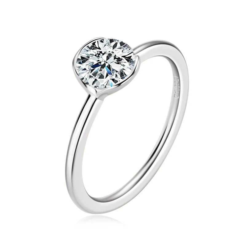 GRA Certificate 925 Silver Engagement Jewelry Real 1CT Moissanite 6.5mm D VVS1 Diamond Wedding Rings for Women