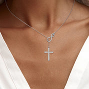 925 Silver Round Cut 2.5mm&1.8mm&1.7mm&1.5mm&1mm Moissanite Y Lariat Infinity Necklace Faith Hope Love Cross Pendant Necklace