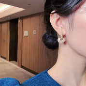 Pearl Heart Dangle Earrings