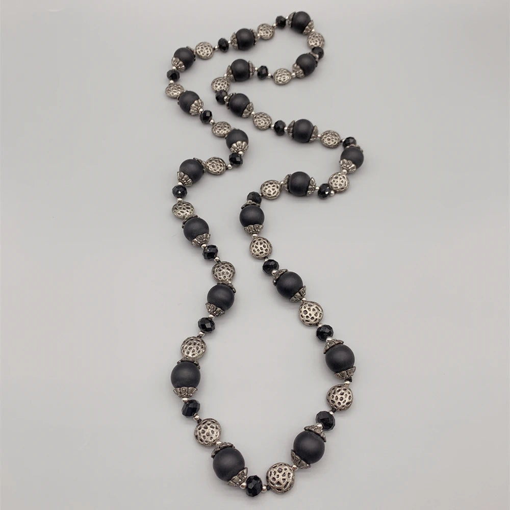 Matte Black Onyx Long Necklace