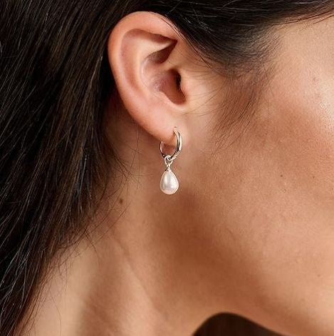 925 Sterling Silver 7-8mm Natural Pearl Stud Earrings