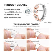 New Design 14K Yellow Gold Plated 925 Sterling Silver Circle Earrings Round Cut 2.2mm Moissanite Flower Hoop Earring