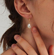 925 Sterling Silver White Natural Rice Pearl Hoop Earrings