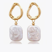 Gold Plated Baroque Freshwater Pearl Drop Earrings