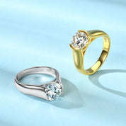 Chasau Fine Jewelry Women Men 2.0ct 2 Carat 8mm Center Stone Solitaire Moissanite 925 Sterling Silver Wedding Engagement Ring