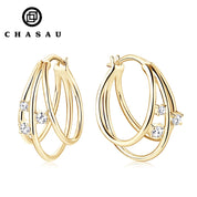 2024 New Style High Quality GRA Certification Moissanite 925 Sterling Silver Ladies Fashion Split Hoop Earrings