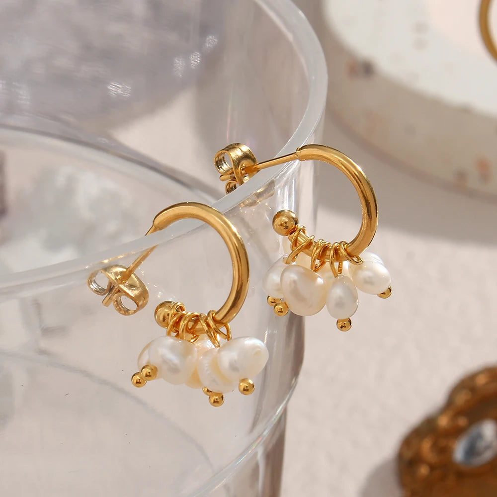 Freshwater Pearl Hoop Earrings