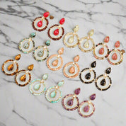 Handmade Round Gemstone Dangle Earrings