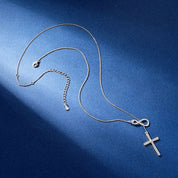 925 Silver Round Cut 2.5mm&1.8mm&1.7mm&1.5mm&1mm Moissanite Y Lariat Infinity Necklace Faith Hope Love Cross Pendant Necklace