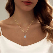 Light Luxury Fashion 925 Silver 5mm&4mm Round D Color VVS1 Moissanite Three-Stone Vertical Pendant Necklace for Women