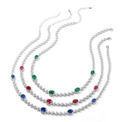925 Sterling Silver Round Emerald Pendant Necklace