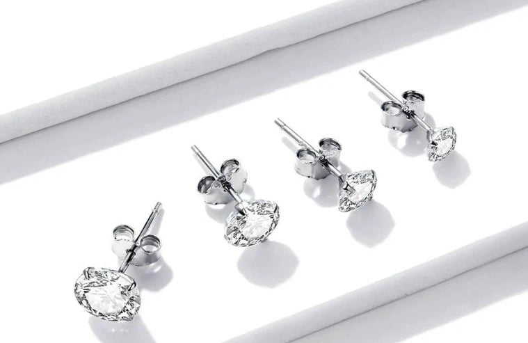 925 Sterling Silver Round CZ Earrings